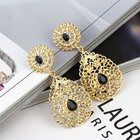 Gold Color Crystal Drop Earring
